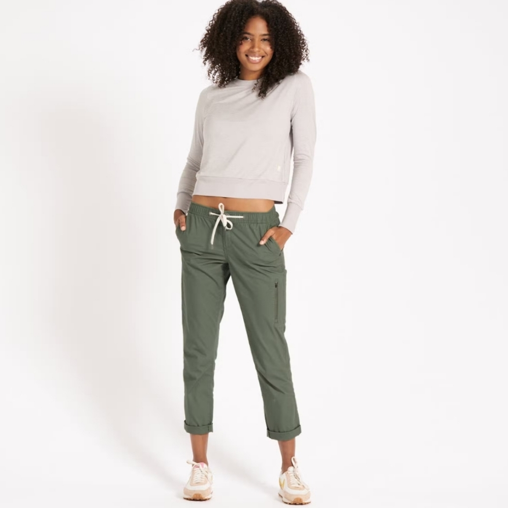 Vuori Ripstop Wide Leg Cropped Outdoor Athletic Pants Army Green Medium NWT